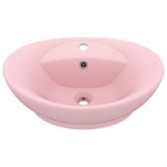 Vidaxl Luxusné umývadlo, prepad, matné ružové 58,5x39 cm, keramika