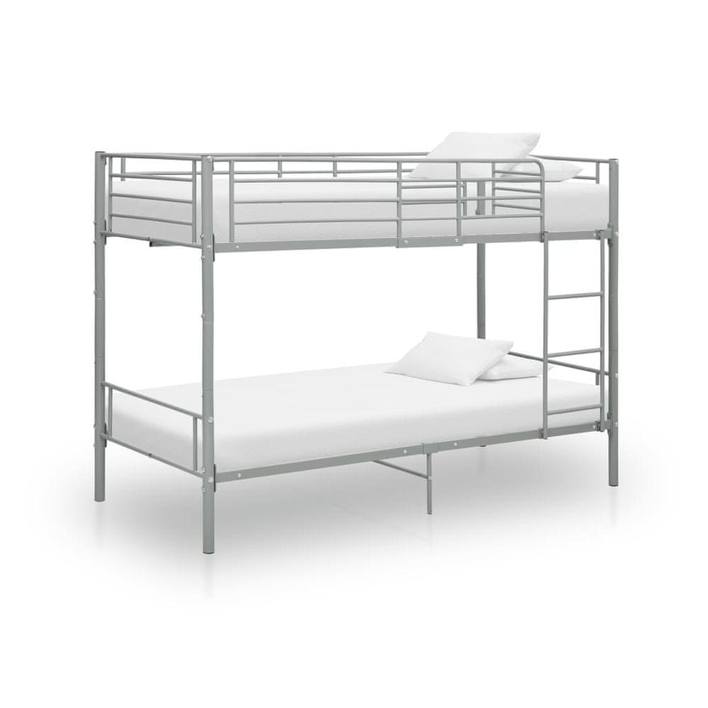 Petromila vidaXL Poschodová posteľ sivá kovová 90x200 cm