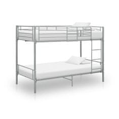 Vidaxl Poschodová posteľ sivá kovová 90x200 cm
