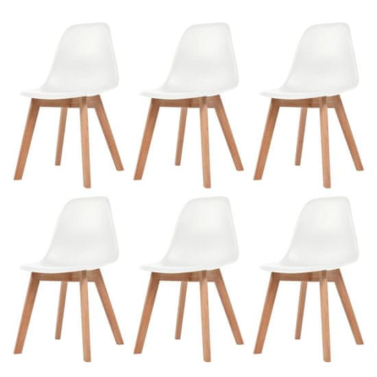 Vidaxl Jedálenské stoličky 6 ks, biele, plast