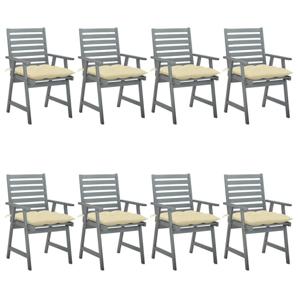 Petromila vidaXL Záhradné jedálenské stoličky s vankúšmi 8 ks akáciový masív