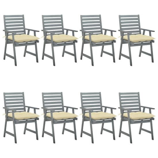 Vidaxl Záhradné jedálenské stoličky s vankúšmi 8 ks akáciový masív