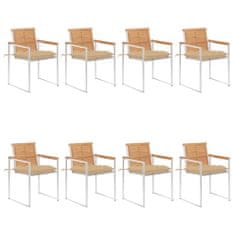 Vidaxl Záhradné stoličky 8 ks s podložkami tíkový masív