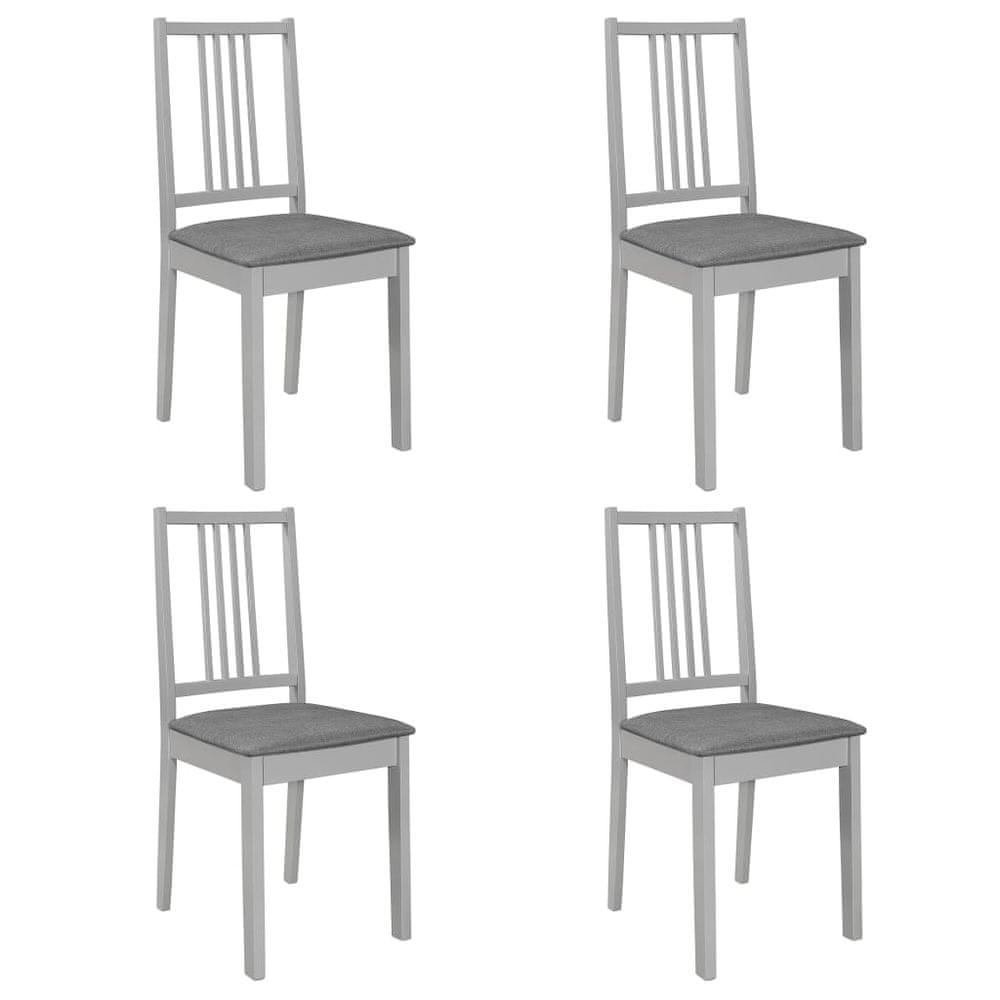 Petromila vidaXL Jedálenské stoličky s podložkami 4 ks, sivé, drevený masív