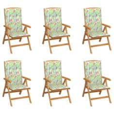 Vidaxl Sklápacie záhradné stoličky s podložkami 6 ks tíkový masív