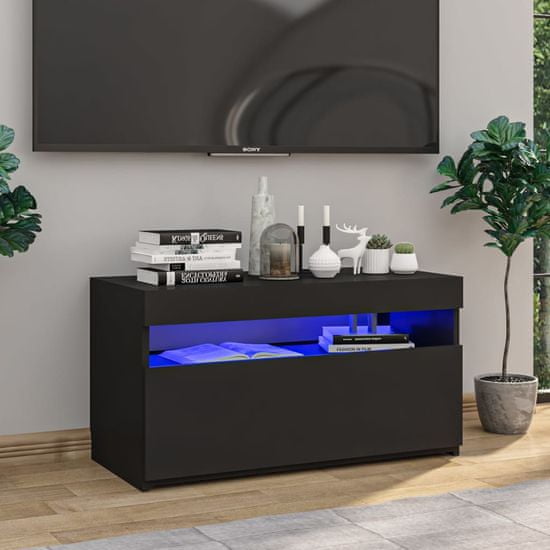 Vidaxl TV skrinka s LED svetlami čierna 75x35x40 cm