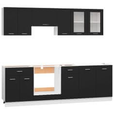 Vidaxl 8-dielna súprava kuchynských skriniek s doskou čierna drevo