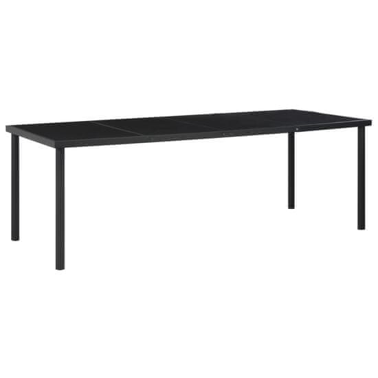 Vidaxl Záhradný stôl čierny 220x90x74,5 cm oceľ a sklo
