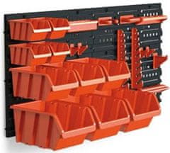 XLtools Sada závesných plastových zásobníkov, 16 malých, 12 veľkých, XL-TOOLS