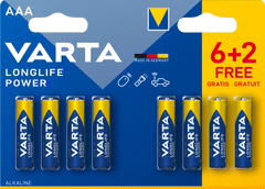 VARTA Batérie Longlife Power 6 + 2 AAA 4903121428