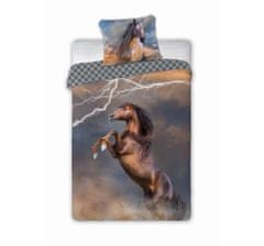 FARO Textil Bavlnená posteľná bielizeň Horses 003 Blesk 140x200 cm