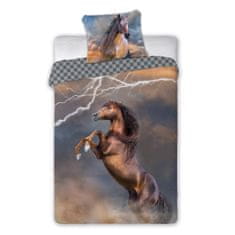 FARO Textil Bavlnená posteľná bielizeň Horses 003 Blesk 160x200 cm