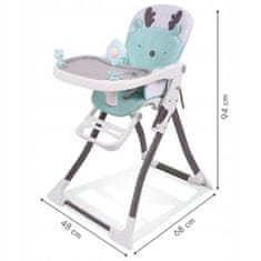 EcoToys Detská jedálenská stolička Reindeer bielo-zelená
