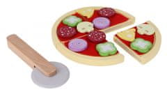 EcoToys Drevená pizza pre deti na krájanie farebná