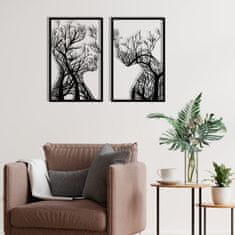 Hanah Home Kovová dekorácia na stenu Ľudské profily v tvare stromov 86x63 cm čierna