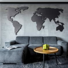 Hanah Home Kovová dekorácia na stenu Mapa sveta 85x170 cm čierna