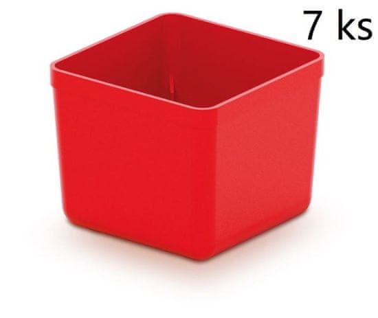 Prosperplast Sada úložných boxů 7 ks UNITEX 5,5 x 5,5 x 16,5 cm červená