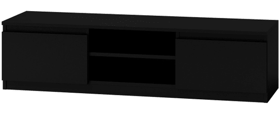 Topeshop Televizní stolek DELUKO s dřevěnou policí 140 cm černý mat