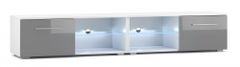 VIVALDI TV stolík Moon Double s LED osvetlením 200 cm biely mat/sivý lesk