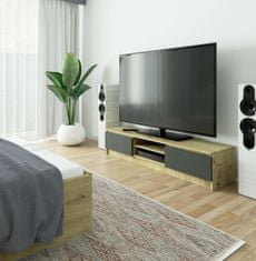 Akord TV stolík Ronon 160 cm remeselný dub/grafit sivý
