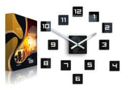 ModernClock 3D nalepovacie hodiny Cube čierne