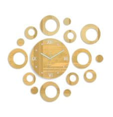 ModernClock 3D nalepovacie hodiny Rings zlaté