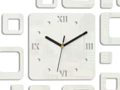 ModernClock 3D nalepovacie hodiny Roman Quadrat biele