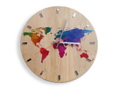 ModernClock Nástenné hodiny World Wood hnedé