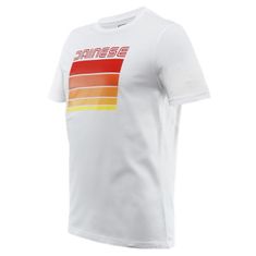 Dainese STRIPES pánske tričko biele/oranžové veľkosť L