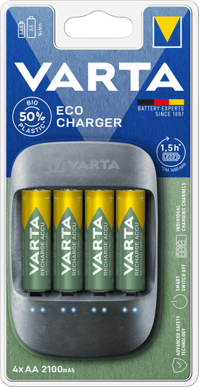 VARTA Eco Charger + 4 AA 2100mAh Reycled R2U 57680101451