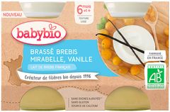 Babybio Brassé z ovčieho mlieka mirabelky vanilka 2x130 g