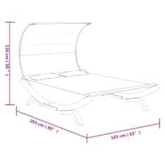 Vidaxl Hojdacia posteľ+strieška 165x210x155 cm, ohýbaný masív, krémová