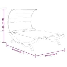 Vidaxl Hojdacia posteľ+strieška 165x210x155 cm, ohýbaný masív, sivá