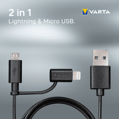 VARTA 2in1 Charge & Sync Cable MicroUSB + Lightning 57943101401