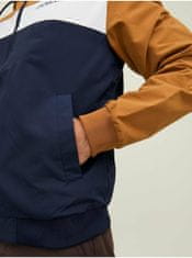 Jack&Jones Hnedo-modrá pánska ľahká bunda s kapucňou Jack & Jones Rush XXL