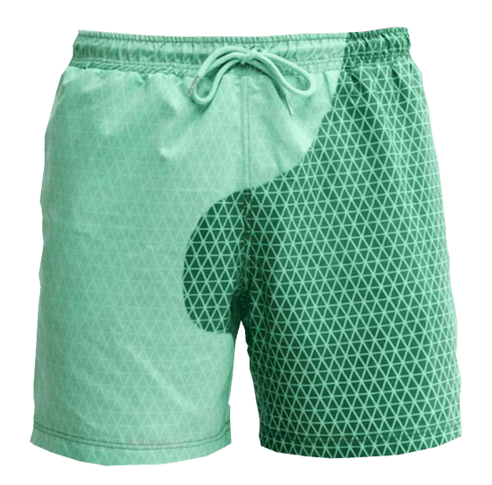 SwimShorts Plavky meniace farbu - Zelené trojuholníky