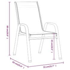 Vidaxl Stohovateľné záhradné stoličky 6 ks hnedé textilénová látka
