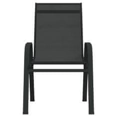 Vidaxl Stohovateľné záhradné stoličky 2 ks čierne textilénová látka