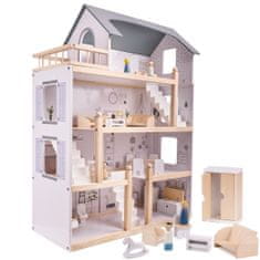 Ikonka Drevený domček pre bábiky + nábytok 80cm
