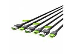 Green Cell KABGCSET01 sada 3 rýchlonabíjacích káblov Ray USB-C 30/120/200cm zelená LED