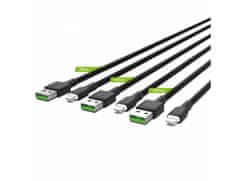 Green Cell KABGCSET04 set 3 rýchlonabíjacích káblov Ray USB - Lightning 30/120/200cm biela LED