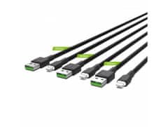 Green Cell KABGCSET06 set 3 rýchlonabíjacích káblov USB - Lightning 200cm biela LED