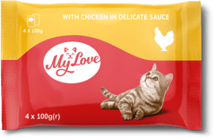 My Love Kapsičky pre mačky s kuracím mäsom v jemnej omáčke 4x100 g
