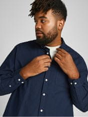 Jack&Jones Plus Pánska košeľa JJEOXFORD Slim Fit 12190444 Navy Blazer (Veľkosť 4XL)