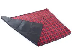 Pikniková deka so spodnou nepremokavou vrstvou 150 x 200 cm, červená károvaná T-028-CVK