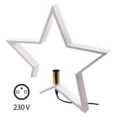 EMOS Svietnik na žiarovku ZY2214 Svícen na žárovku E14 dřevěný bílý, hvězda, 48cm, vnitřní