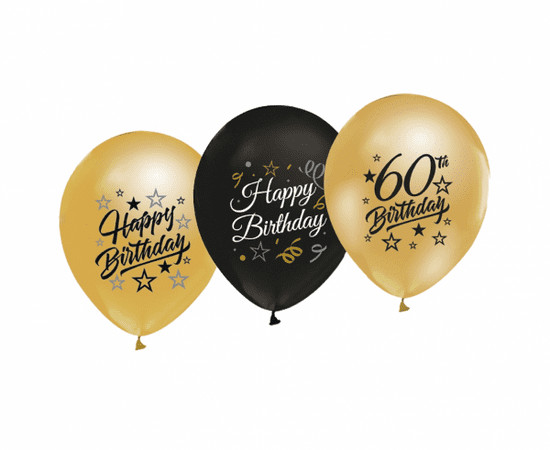 GoDan Latexové balóny Happy Birthday 60 - 5 ks