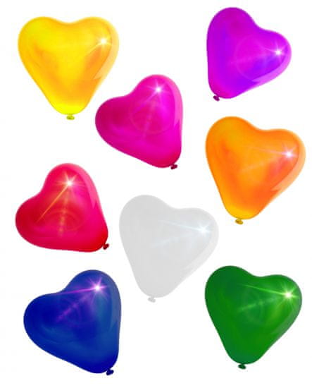 Aga4Kids Latexový balónik Srdce s LED diódou mix farieb 25 cm