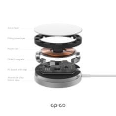 EPICO Fast Magnetic Wireless Charging Pad 9915112100054, strieborná - použité