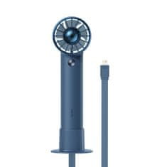 BASEUS Flyer Turbine ručný / stolný ventilátor + kábel USB / Lightning, modrý